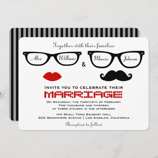 Hipster Wedding Uitnodiging (Voorkant / Achterkant)