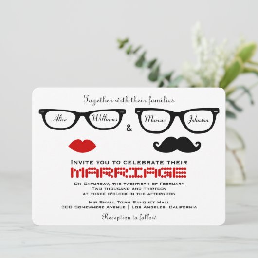 Hipster Wedding Uitnodiging (Staand voorkant)