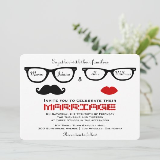 Hipster Wedding Uitnodiging (Staand voorkant)