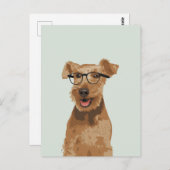 Hipster Welsh Terrier Briefkaart voor Hondenliefhe (Voorkant / Achterkant)