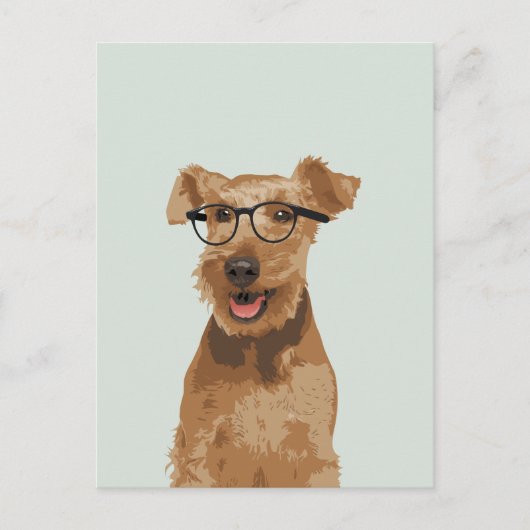 Hipster Welsh Terrier Briefkaart voor Hondenliefhe (Voorkant)