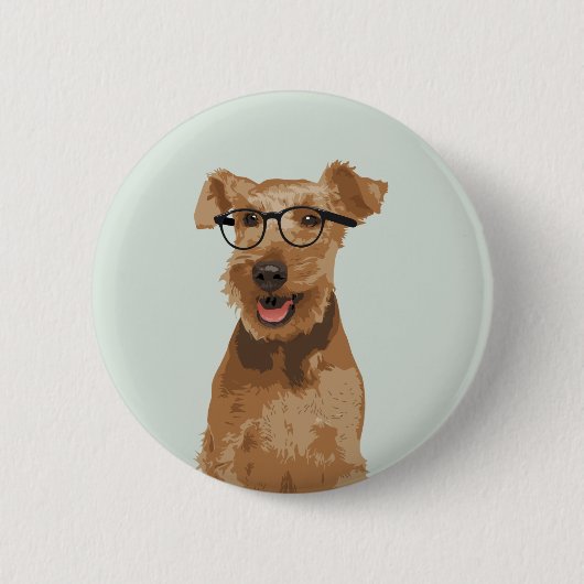 Hipster Welsh Terrier Pin Button voor Hondenliefhe (Voorkant)