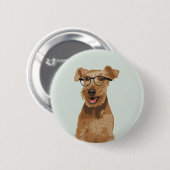 Hipster Welsh Terrier Pin Button voor Hondenliefhe (Voorkant /achterkant)