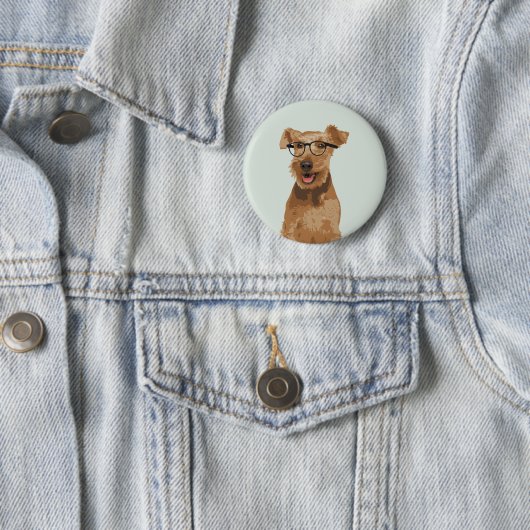 Hipster Welsh Terrier Pin Button voor Hondenliefhe (In situ)