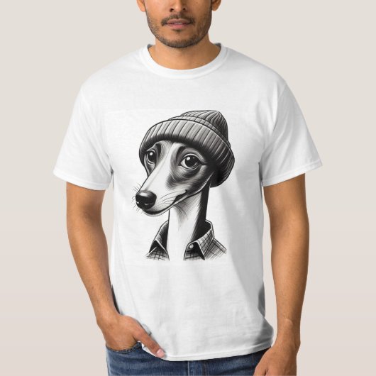 Hipster Whippet T-shirt (Voorkant)