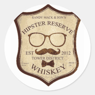Hipster Whiskey logo Ronde Sticker