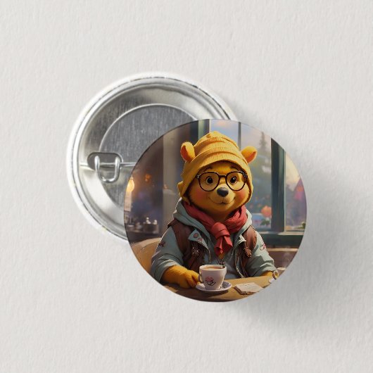Hipster Winnie de Pooh 1 Ronde Button 3,2 Cm (Voorkant /achterkant)