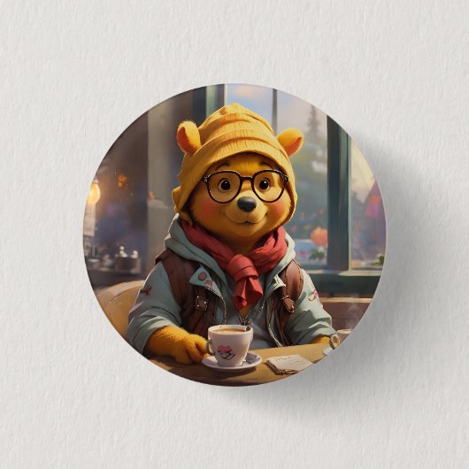 Hipster Winnie de Pooh 1 Ronde Button 3,2 Cm (Voorkant)