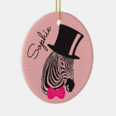 Hipster-Zebra met bovenste hoed en Bow-Stropdas Keramisch Ornament (Rechts)