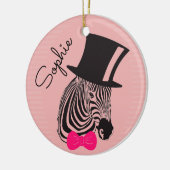 Hipster-Zebra met bovenste hoed en Bow-Stropdas Keramisch Ornament (Links)