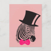 Hipster-Zebra met bovenste hoed en Stropdas Briefkaart (Voorkant)