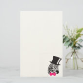 Hipster-Zebra met bovenste hoed en Stropdas Briefpapier (Staand voorkant)
