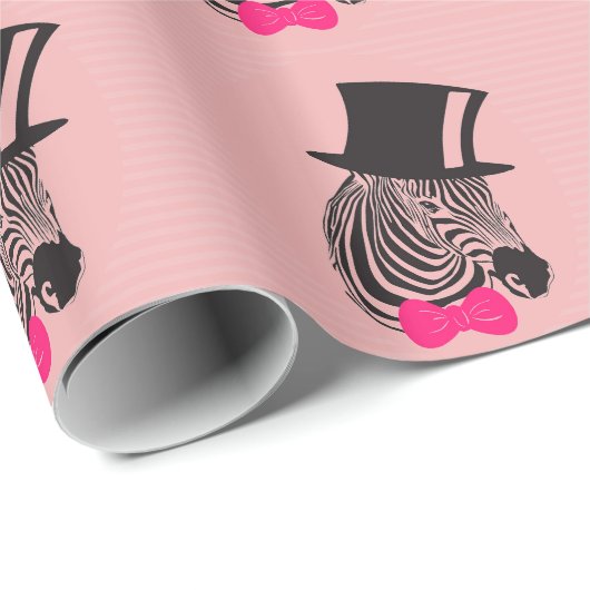 Hipster-Zebra met bovenste hoed en Stropdas Cadeaupapier (Rol Hoek)