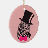 Hipster-Zebra met bovenste hoed en Stropdas Keramisch Ornament (Rechts)