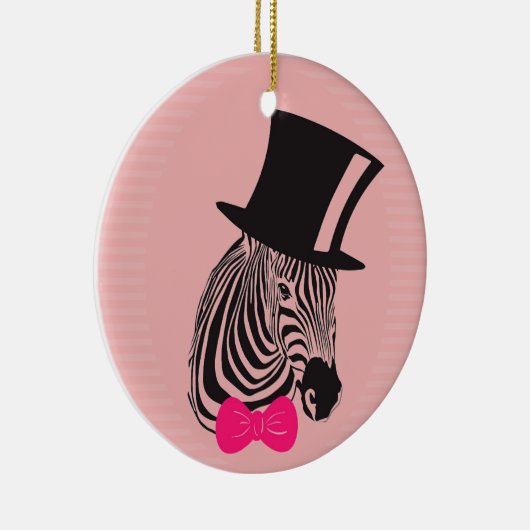 Hipster-Zebra met bovenste hoed en Stropdas Keramisch Ornament (Rechts)