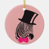Hipster-Zebra met bovenste hoed en Stropdas Keramisch Ornament (Voorkant)