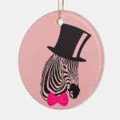 Hipster-Zebra met bovenste hoed en Stropdas Keramisch Ornament (Links)