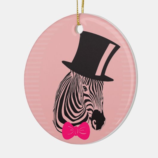 Hipster-Zebra met bovenste hoed en Stropdas Keramisch Ornament (Links)