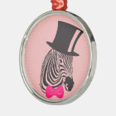 Hipster-Zebra met bovenste hoed en Stropdas Metalen Ornament (Links)