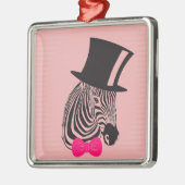 Hipster-Zebra met bovenste hoed en Stropdas Metalen Ornament (Links)