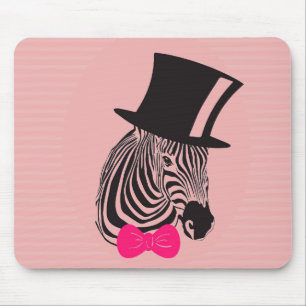 Hipster-Zebra met bovenste hoed en Stropdas Muismat