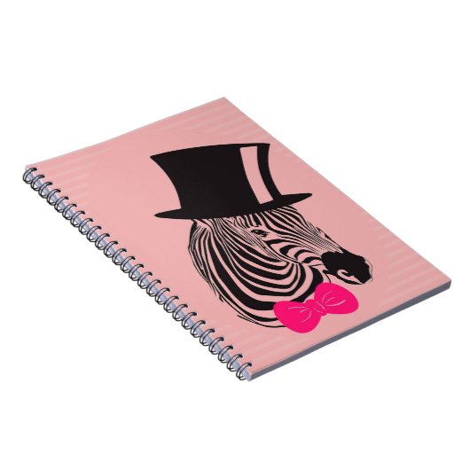 Hipster-Zebra met bovenste hoed en Stropdas Notitieboek (Rechterzijde)