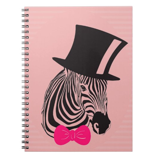 Hipster-Zebra met bovenste hoed en Stropdas Notitieboek (Voorkant)
