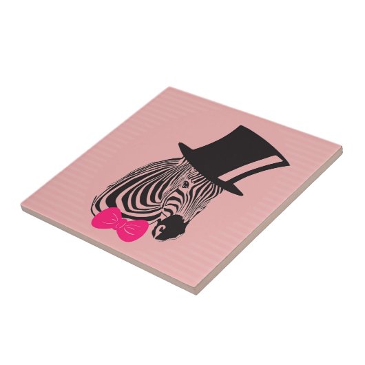 Hipster-Zebra met bovenste hoed en Stropdas Tegeltje (Zijkant)