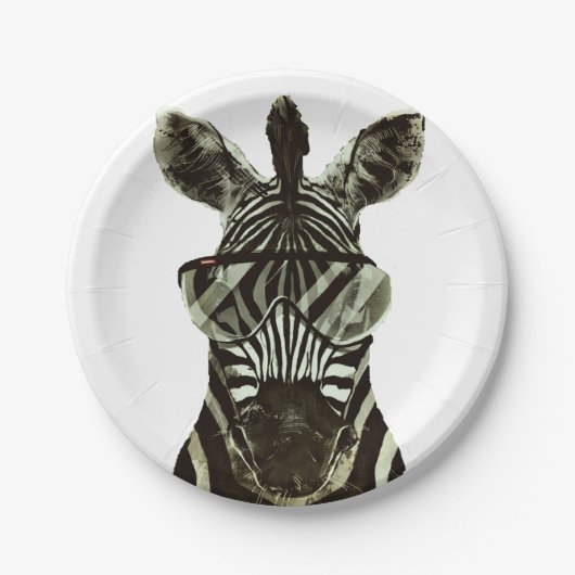 Hipster Zebra Papieren Bordje (Voorkant)