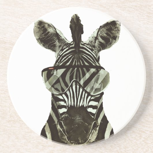 Hipster Zebra Zandsteen Onderzetter (Voorkant)