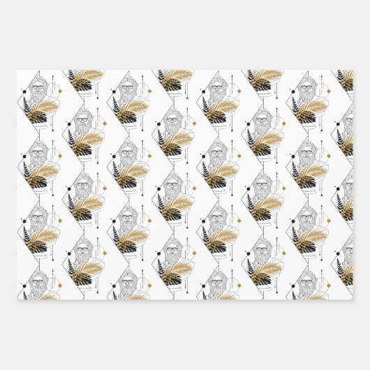 Hipster Zeus Greek God Pattern Inpakpapier Vel (Voorkant)