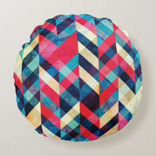 Hipster zigzag: grunge naadloos patroon. rond kussen