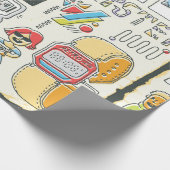 Hipster zwaaide hand getekende kleurrijke doedelse cadeaupapier (Hoek)