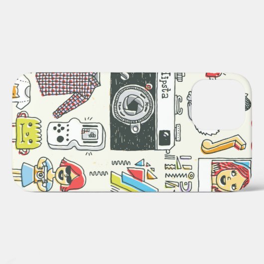 Hipster zwaaide hand getekende kleurrijke doedelse Case-Mate iPhone case (Achterkant (horizontaal))