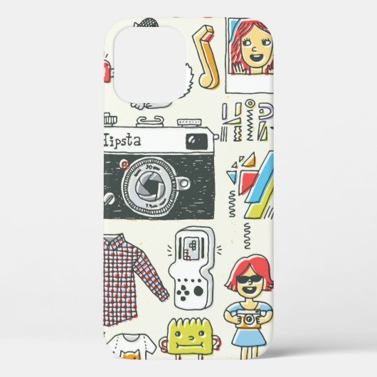 Hipster zwaaide hand getekende kleurrijke doedelse Case-Mate iPhone case (Achterkant)