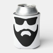 hipsterbaard en zonnebril blikjeskoeler (Blikje Voorkant)