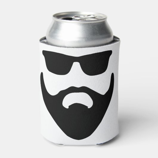 hipsterbaard en zonnebril blikjeskoeler (Blikje Voorkant)