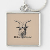 Hipstergeit met bril sleutelhanger (Voorkant)