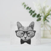 hipsterkat briefkaart (Staand voorkant)