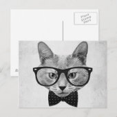 hipsterkat briefkaart (Voorkant / Achterkant)
