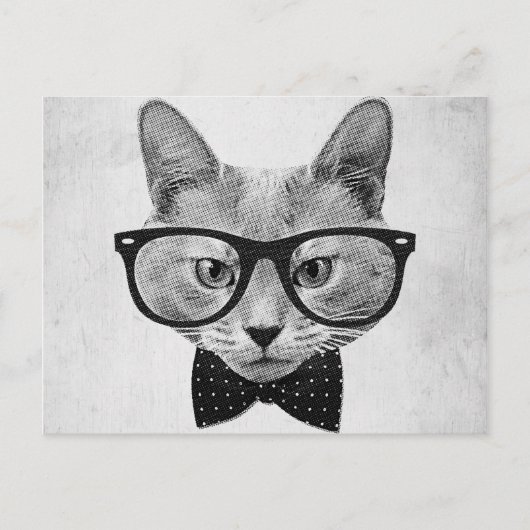 hipsterkat briefkaart (Voorkant)