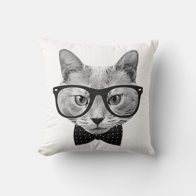  hipsterkat kussen (Voorkant)