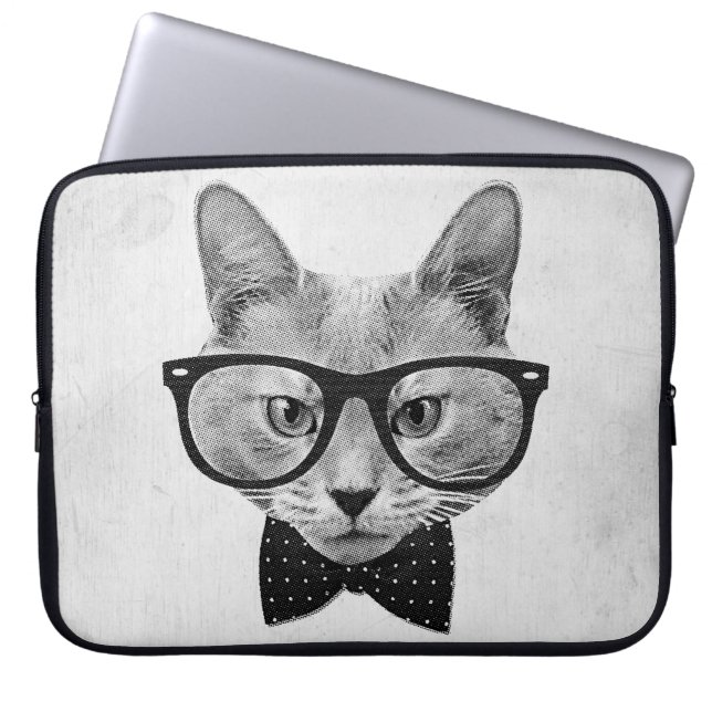  hipsterkat laptop sleeve (Voorkant)