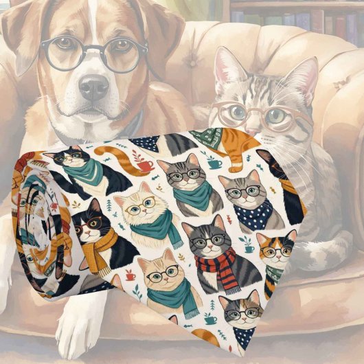 Hipsterkat met Oogbril Illustraties Stropdas