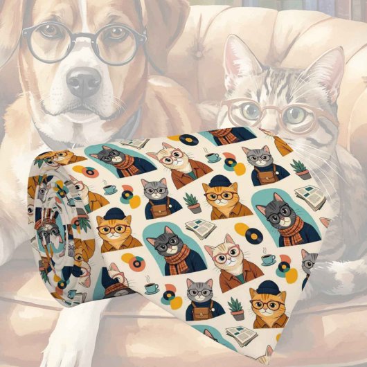 Hipsterkat met Oogbril Illustraties Stropdas