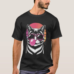 Hipsterkat Met Zonnebril En Bubble Gum Retro Zonso T-shirt
