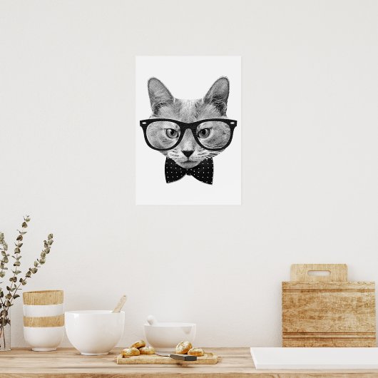 hipsterkat poster (Keuken)