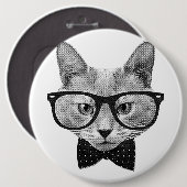  hipsterkat ronde button 6,0 cm (Voorkant /achterkant)