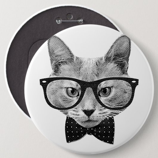  hipsterkat ronde button 6,0 cm (Voorkant /achterkant)
