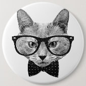  hipsterkat ronde button 6,0 cm (Voorkant)